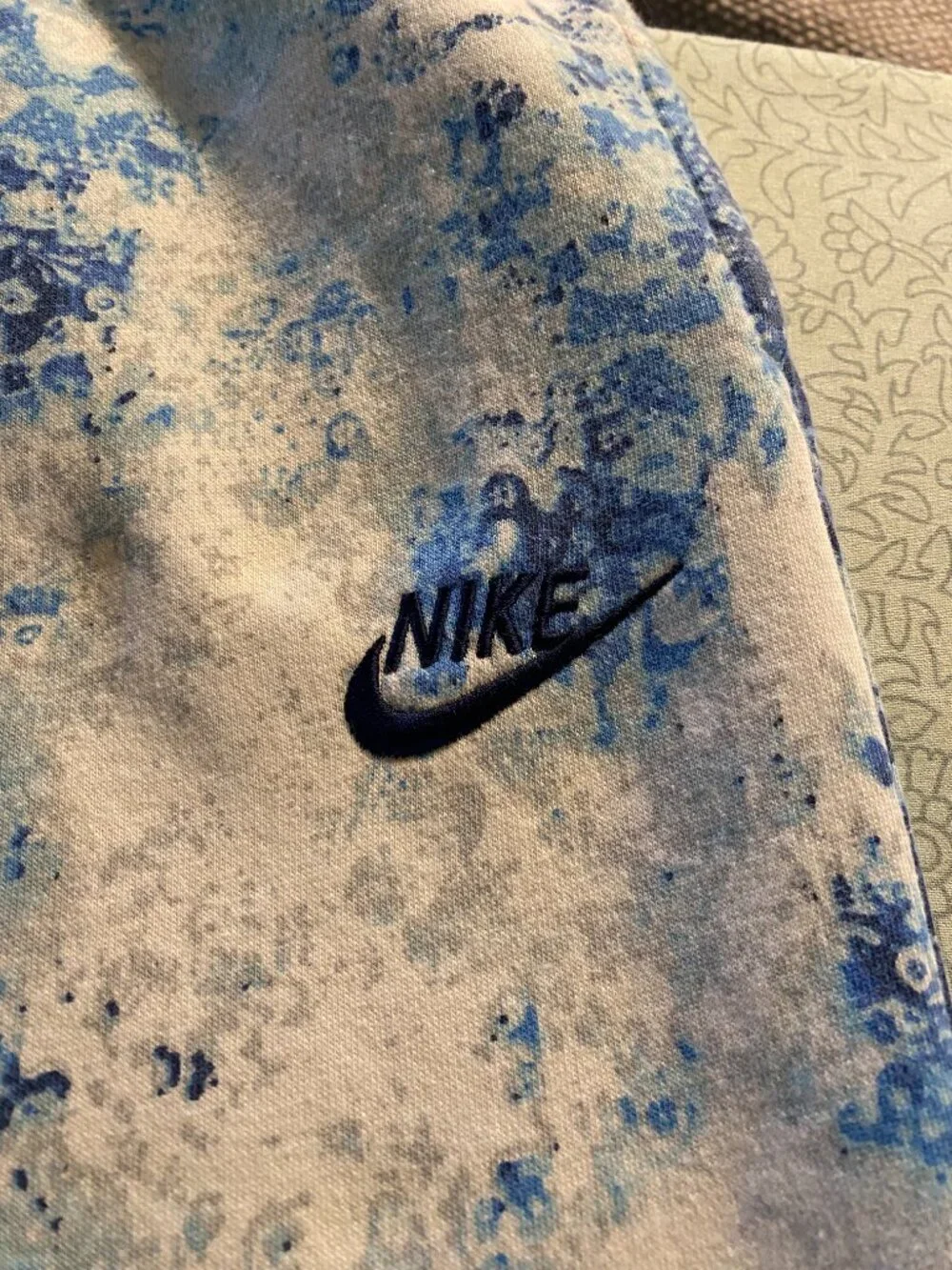 Nike Tie Dye Jogger Sweatpants Size Small Blue White Heavyweight Fleece Zipper P